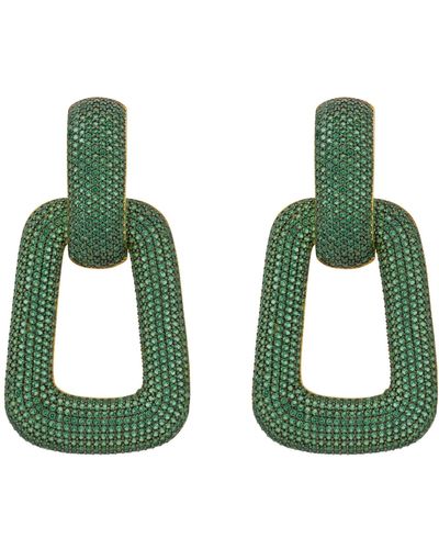 LÁTELITA London Geo Trapezoid Link Drop Earrings Gold Emerald Cz - Green