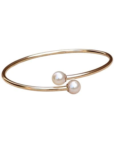 Kiri & Belle Hope Round Pearl Bypass Filled Bangle - Brown