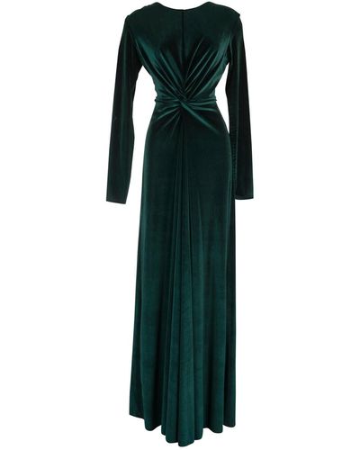 Jennafer Grace Emerald Velvet Knot Dress - Green
