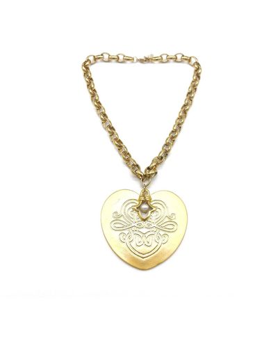 ADIBA Heart Of Pearl Handmade Necklace - Metallic