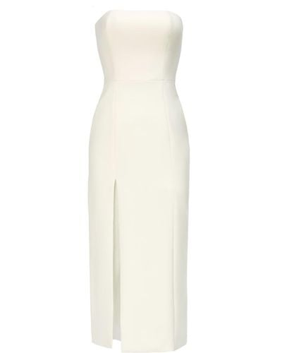 Nomi Fame Mora Strapless Front Slit Corset Midi Dress - White