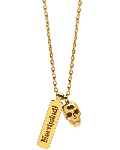 Northskull Atticus Skull Tag Necklace In - Metallic