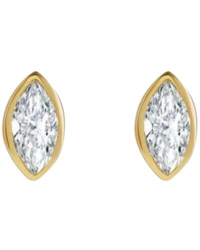 Lily Flo Jewellery Sirius Marquis Cut Solitaire Diamond Studs - Metallic