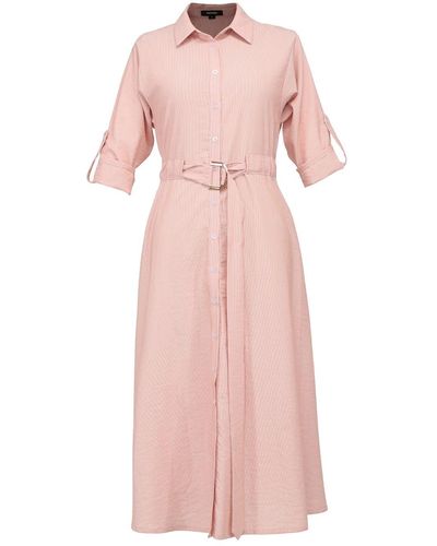 Smart and Joy Long Minimalist Shirt Dress - Pink