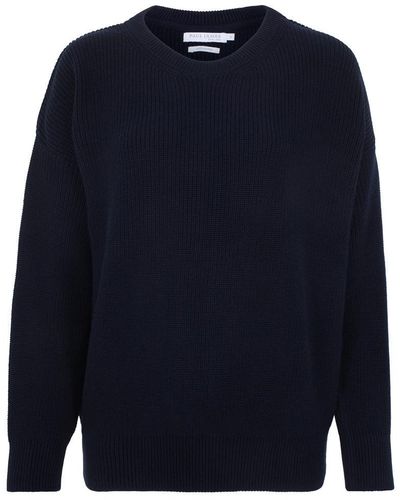Paul James Knitwear S Cotton Ribbed Crew Neck Tiffany Sweater - Blue
