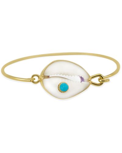 Vintouch Italy Turquoise & Cowrie Shell Cuff Bracelet - Metallic