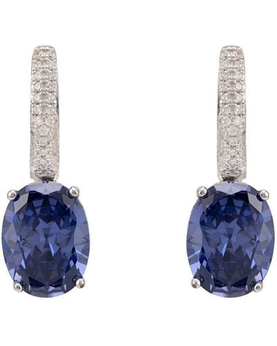 LÁTELITA London Alexandra Oval Drop Earrings Silver Tanzanite - Blue