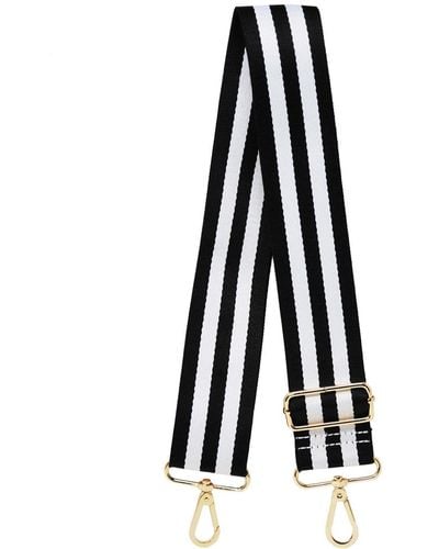 Johnny Loves Rosie Luxe & White Stripe Bag Strap. - Black