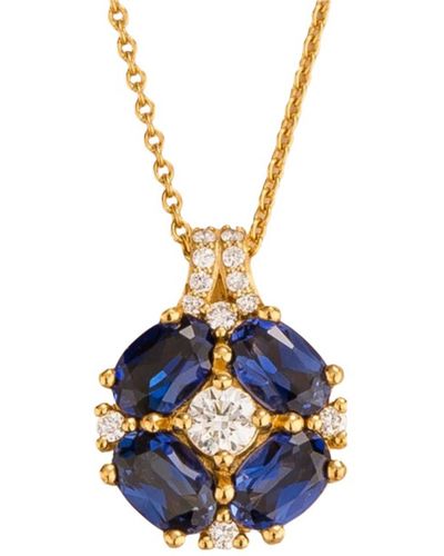 Juvetti Pristi Gold Necklace Blue Sapphires & Diamonds