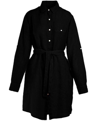 Haris Cotton Midi Length Linen Jacket Dress - Black