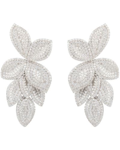 LÁTELITA London Petal Cascading Flower Earrings Silver - White