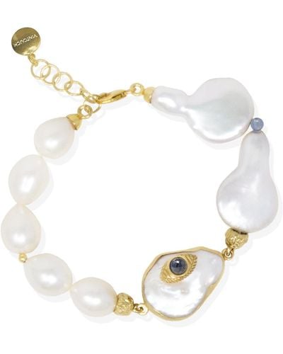 Vintouch Italy The Eye Gold-plated Sapphire & Pearl Bracelet - Blue