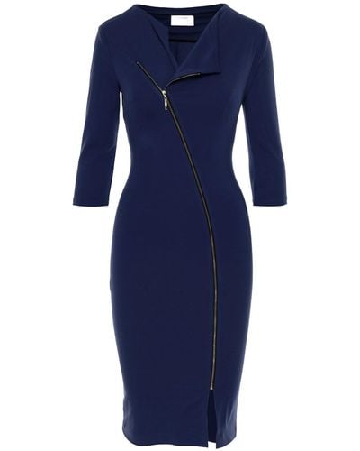 ROSERRY Chelsea Zipped Jersey Midi Dress In Navy - Blue