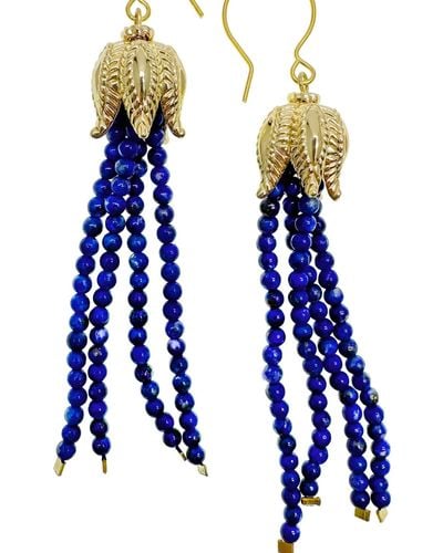 Farra Lapis Tassel Earrings - Blue