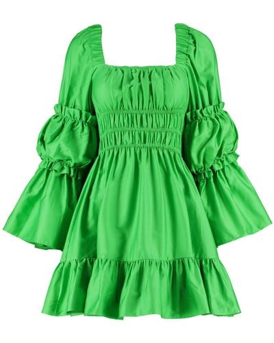 Lavaand The Edie Square Neck Cotton Mini Dress In Island - Green