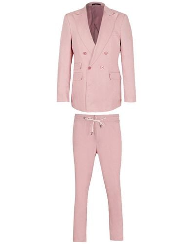 DAVID WEJ Hugo Linen Double Breasted Suit -pink