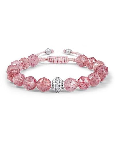 AWNL Cloudberry Strawberry Quartz Beaded Bracelet - Pink