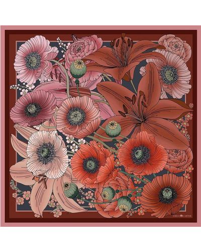 Emily Carter The Lily & Poppy Silk Scarf - Red