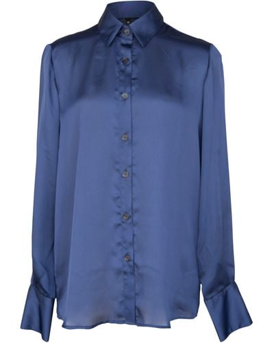 Le Réussi Classy Silk Shirt In Royal - Blue