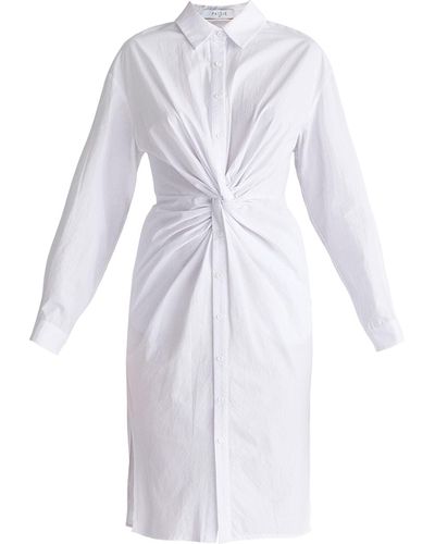 Paisie Twist Detail Shirt Dress In - White