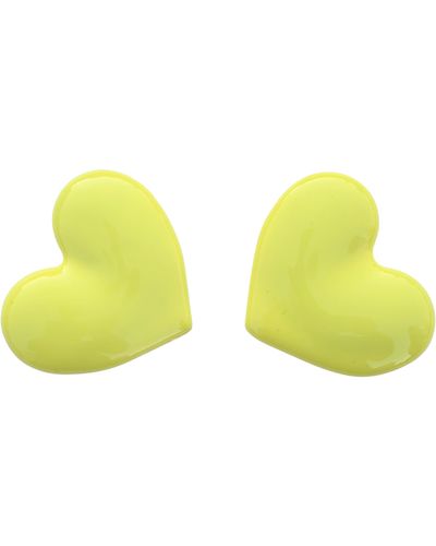 The Pink Reef Oversized Puff Heart Stud In Sun - Yellow