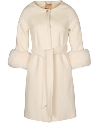 Santinni 'madame De Pompadour' 100% Italian Cashmere & Virgin Wool Coat In Crema - Natural