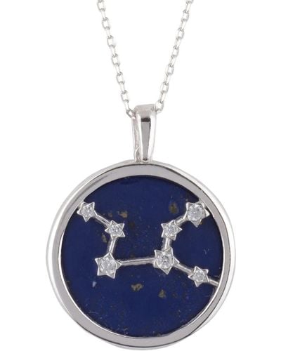 LÁTELITA London Zodiac Lapis Lazuli Gemstone Star Constellation Pendant Necklace Silver Virgo - Blue