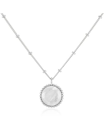Auree Neutrals Barcelona Silver June Birthstone Necklace Moonstone - Metallic