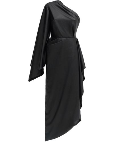 Julia Allert Designer Soft Faux Leather Midi Dress - Black