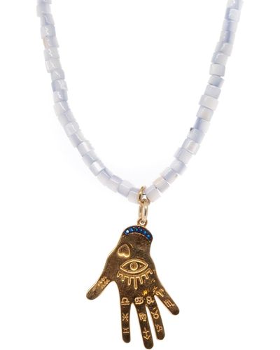 Ebru Jewelry Grounding Spiritual Hand Necklace - Metallic