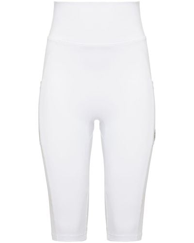 Balletto Athleisure Couture High Waisted Tech Bio Attivo Bermuda Shorts With Pockets Bianco - White