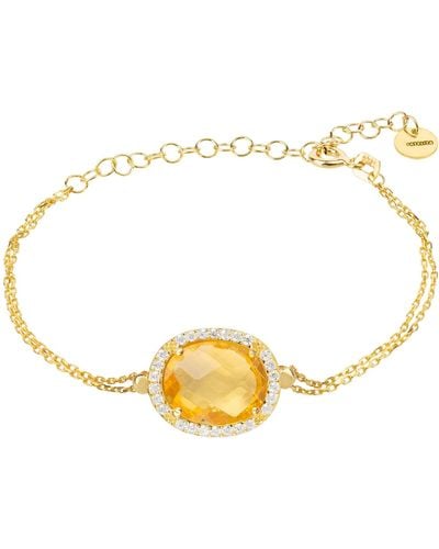 LÁTELITA London Beatrice Oval Gemstone Bracelet Gold Citrine Hydro - Metallic