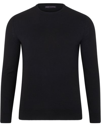 Paul James Knitwear S Superfine Matteo Merino Silk Crew Neck Sweater - Black