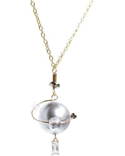 I'MMANY LONDON In My Orbit Pearl & Crystal Charm Necklace - Metallic
