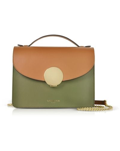 Le Parmentier New Ondina Colour Block Flap Top Leather Satchel Bag - Green