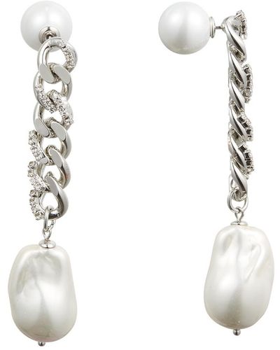 Classicharms Chain Baroque Pearl Dangle Earrings - White