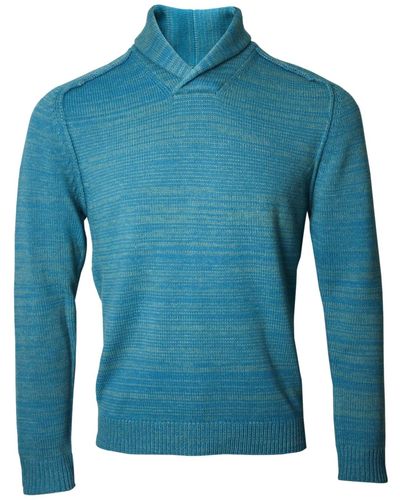 lords of harlech Sweet Shawl Neck Jumper In Teal - Blue
