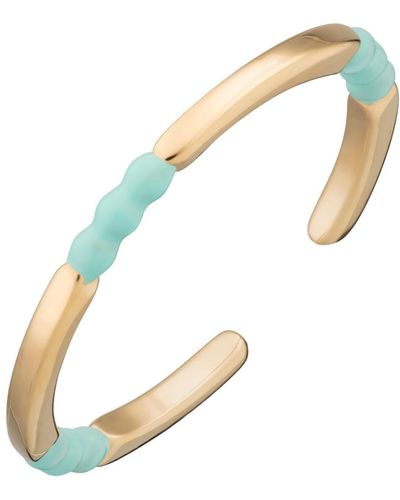Lily Charmed Gold Plated Enamel Dot Stacking Ring - Blue