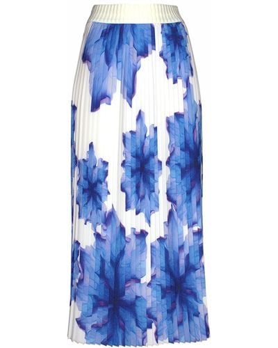 Lalipop Design Floral-print Elasticated-waist Pleated Recycled Fabric Maxi Skirt - Blue