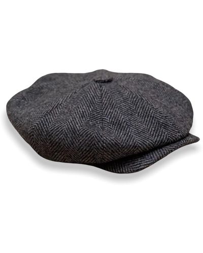 Mister Miller - Master Hatter Finchs Gypsy Oversized Bakerboy Hat In Harris Tweed - Black