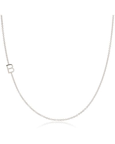 Maya Brenner 14k Gold Asymmetrical Letter Necklace - White Gold - 16" | - Metallic