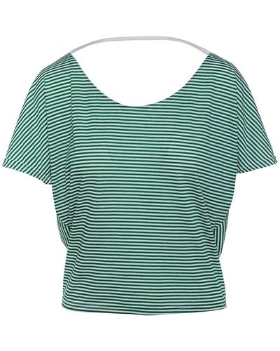 Conquista Striped Batwing Top - Green