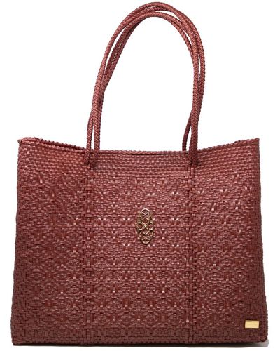Lolas Bag Burgundy Travel Tote With Clutch - Red