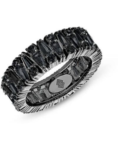 SALLY SKOUFIS Culture Ring With Made Diamonds In Rhodium - Black