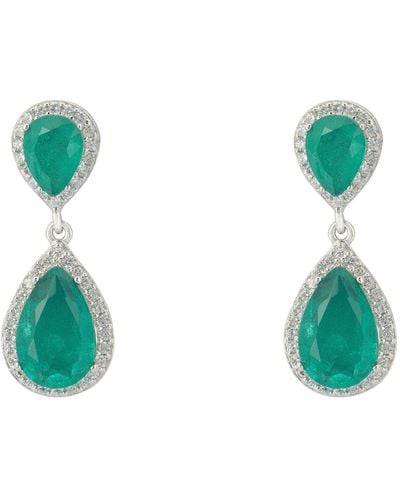 LÁTELITA London Odette Teardrop Colombian Emerald Earrings Silver - Green
