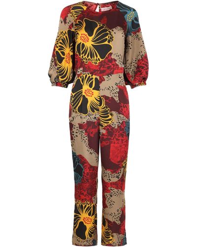 Traffic People Into My Arms Floral Jumpsuit - Red