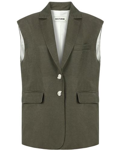 Nocturne Neutrals Double-breasted Vest - Green