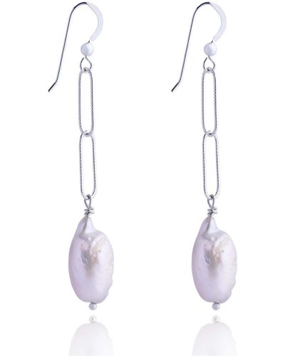 N'damus London Nacre Silver & Ivory Baroque Pearl Drop Earrings - Multicolour