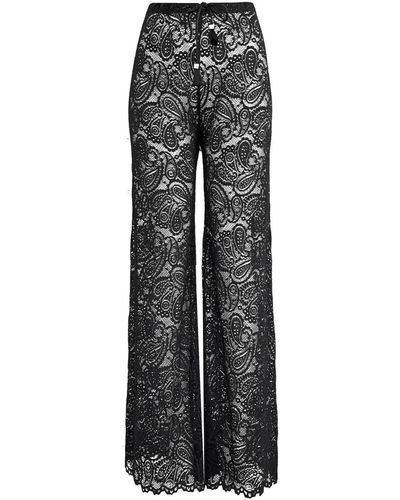 ELIN RITTER IBIZA Lace Wide Leg Trousers Trousers With A Paisley Motif - Grey