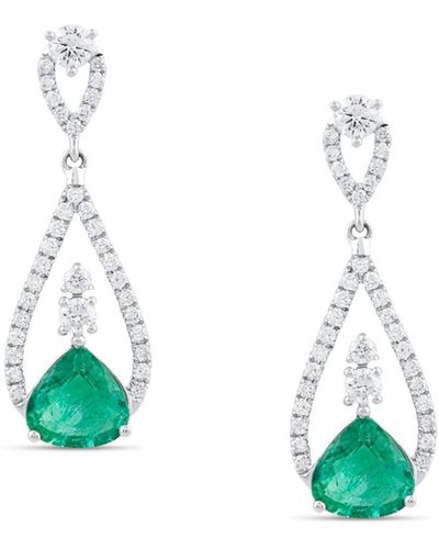 Trésor Emerald And Diamond Earring In 18k White Gold - Multicolor